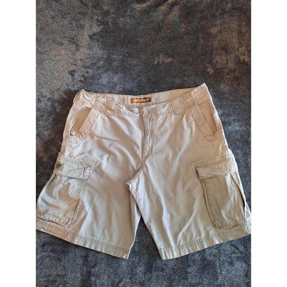 Lee Dungarees Cargo Shorts Mens 38 Beige 90's 100%Cotton Work Wear - Picture 6 of 10
